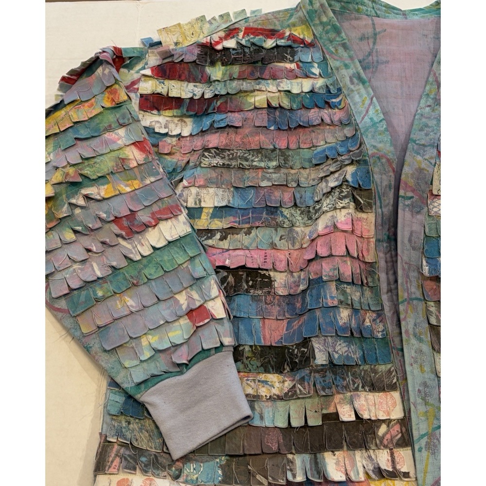 Hand Painted Art to Wear Jacket Wearable Art OOAK Fiber Art Handmade Boho Coat - Picture 12 of 16